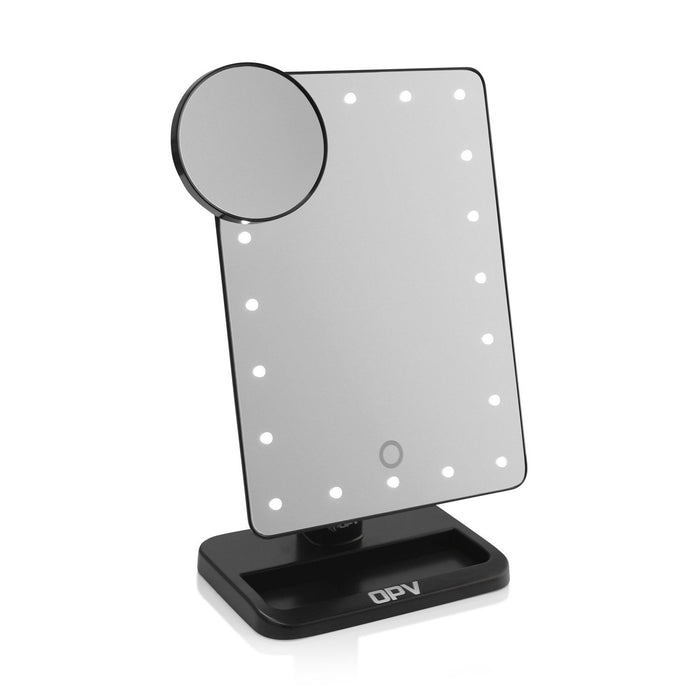 Black OPV Touch XL Dimmable LED Makeup Mirror with Detachable Round Mirror